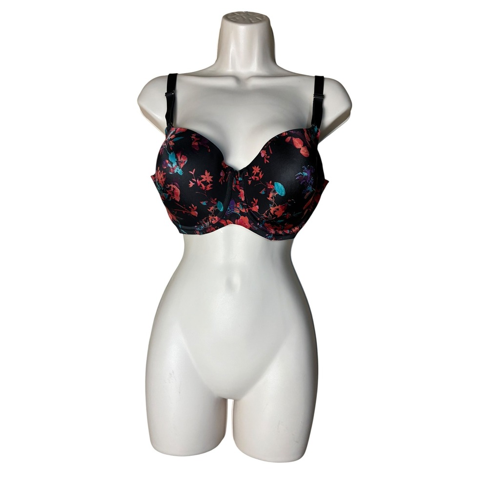 Soma Vanishing Back Balconet Bra Womens 36DD Black Floral Good Underwire 081701